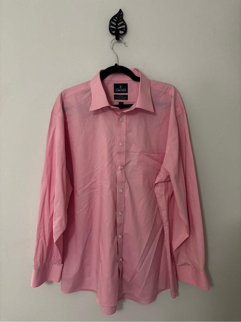 Stafford Men’s Pink Dress Shirt Size 18 34-35 Regular Fit